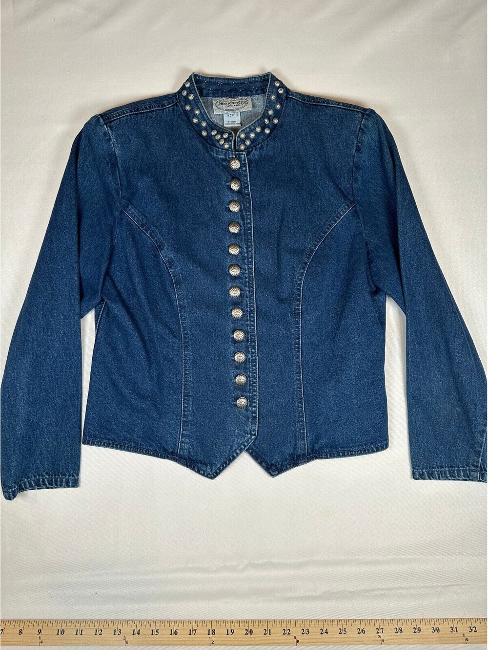 Stonebridge Petites Women's Denim Jacket with Decorative Buttons Size 12P